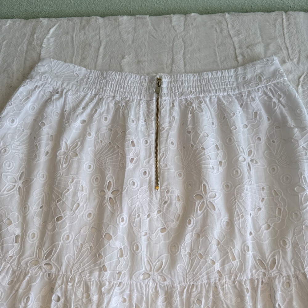 Lilly Pulitzer Windslow Resort White Sealife Eyelet Tiered Maxi Skirt 12 MSRP198 - Picture 5 of 9